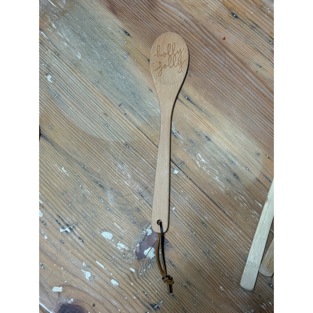 Holly Jolly Wooden‎ Spoon Holiday Kitchen Decor Utensil